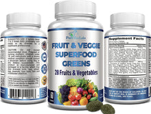 Load image into Gallery viewer, Fruit and Veggie Superfood Greens, 28 Fruits and Vegetables - 60 &amp; 120 Tablets
