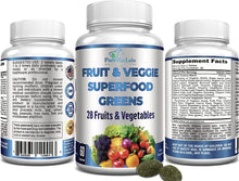 Load image into Gallery viewer, Fruit and Veggie Superfood Greens, 28 Fruits and Vegetables - 60 & 120 Tablets
