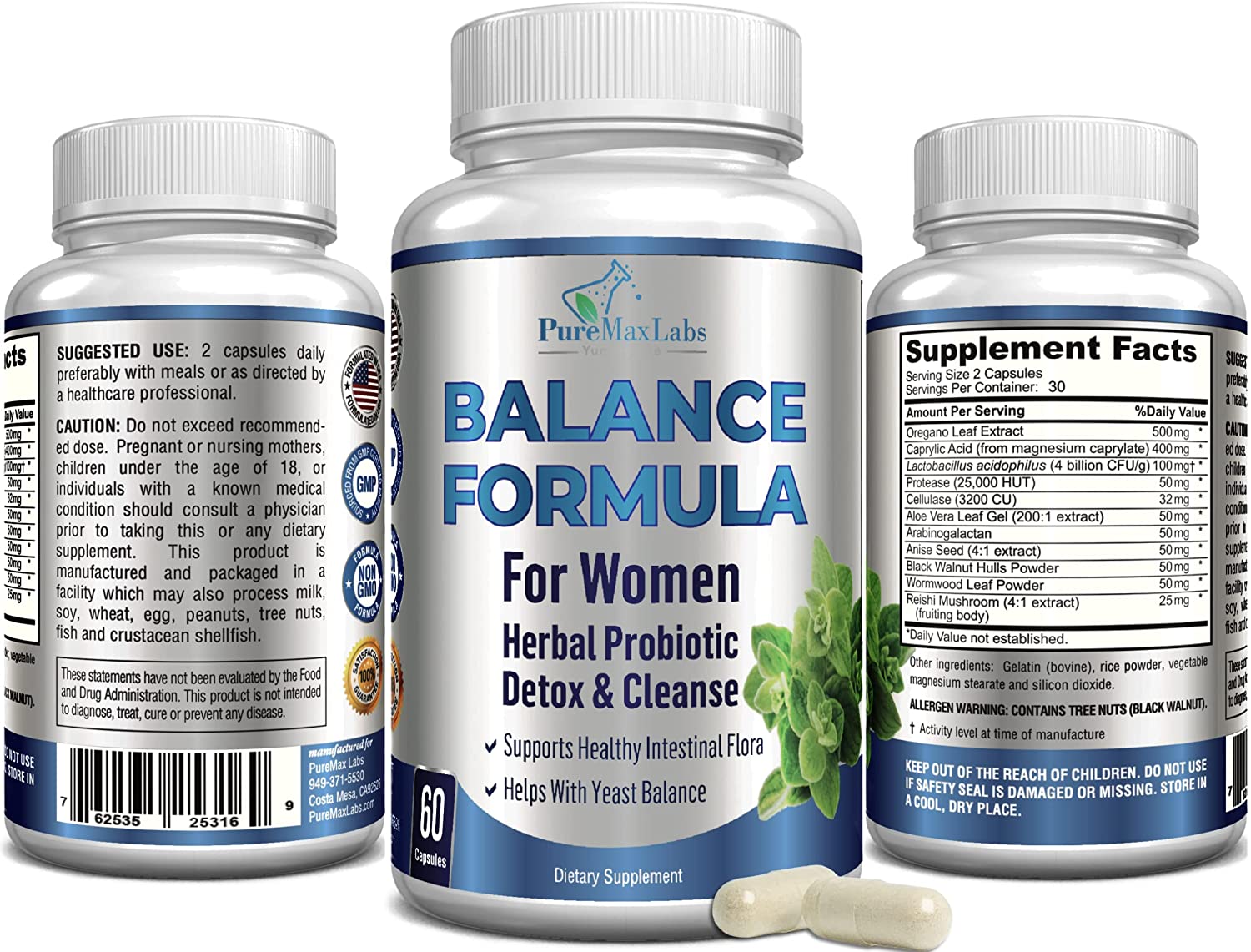 Balance Complex Formula for Women - Helps with Yeast Infections - 60 Capsules