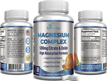 Load image into Gallery viewer, Magnesium Citrate Complex 500mg, High Absorption - 60 Capsules