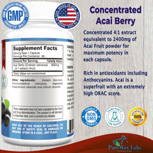 Load image into Gallery viewer, Acai Berry Superfruit - Concentrated 4:1 Extract - Equivalent to 2400mg per Capsule - 60 Capsules