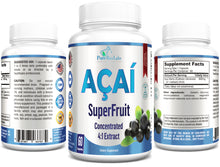 Load image into Gallery viewer, Acai Berry Superfruit - Concentrated 4:1 Extract - Equivalent to 2400mg per Capsule - 60 Capsules