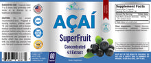 Load image into Gallery viewer, Acai Berry Superfruit - Concentrated 4:1 Extract - Equivalent to 2400mg per Capsule - 60 Capsules