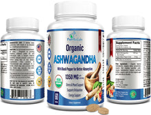 Load image into Gallery viewer, Organic Ashwagandha - 1350mg with Black Pepper for Better Absorption - 60 Tablets
