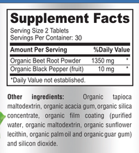 Load image into Gallery viewer, Organic Beet Root Tablets 1350mg with Black Pepper for Faster Absorption - 60 Tablets