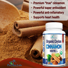 Load image into Gallery viewer, Organic Ceylon Cinnamon - 1000mg, Anti-inflammatory, Antioxidant - 60 Tablets