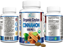 Load image into Gallery viewer, Organic Ceylon Cinnamon - 1000mg, Anti-inflammatory, Antioxidant - 60 Tablets