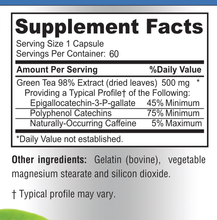 Load image into Gallery viewer, Green Tea Extract 98% - 3X Strength - 60 Capsules