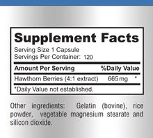 Load image into Gallery viewer, Hawthorn Berry 4:1 Extract, Concentrated - 120 Capsules