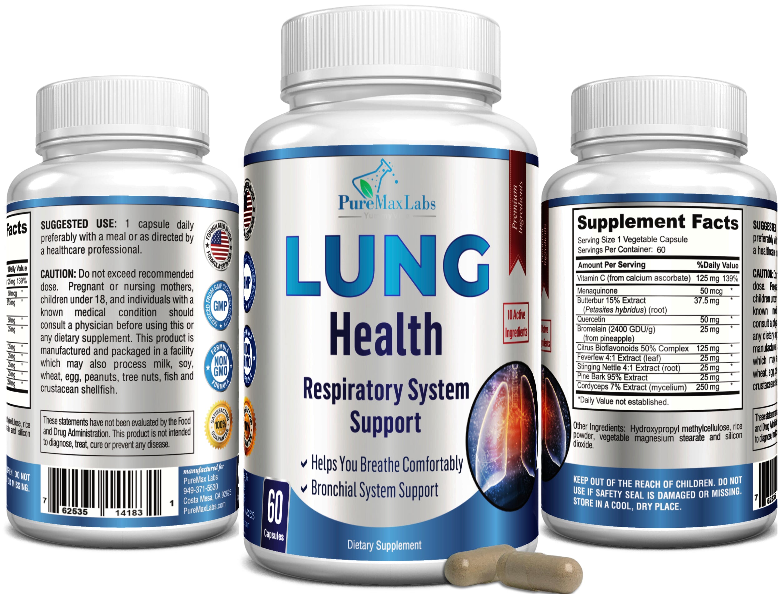 Natural Lungs cleaner Suppliment for lung lavage 100% Pure (60 No)