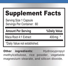 Load image into Gallery viewer, Maca Root Capsules - Concentrated 4:1 Extract (Equivalent to 1,600mg per Capsule) - 60 Capsules