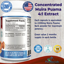 Load image into Gallery viewer, Muira Puama Concentrated 4:1 Extract, Equivalent to 2200mg per Capsule - 60 Capsules
