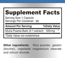 Load image into Gallery viewer, Muira Puama Concentrated 4:1 Extract, Equivalent to 2200mg per Capsule - 60 Capsules
