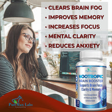Load image into Gallery viewer, Nootropic Brain Booster, Supports Brain Focus, Clarity & Memory - 30 Capsules,