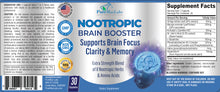 Load image into Gallery viewer, Nootropic Brain Booster, Supports Brain Focus, Clarity & Memory - 30 Capsules,
