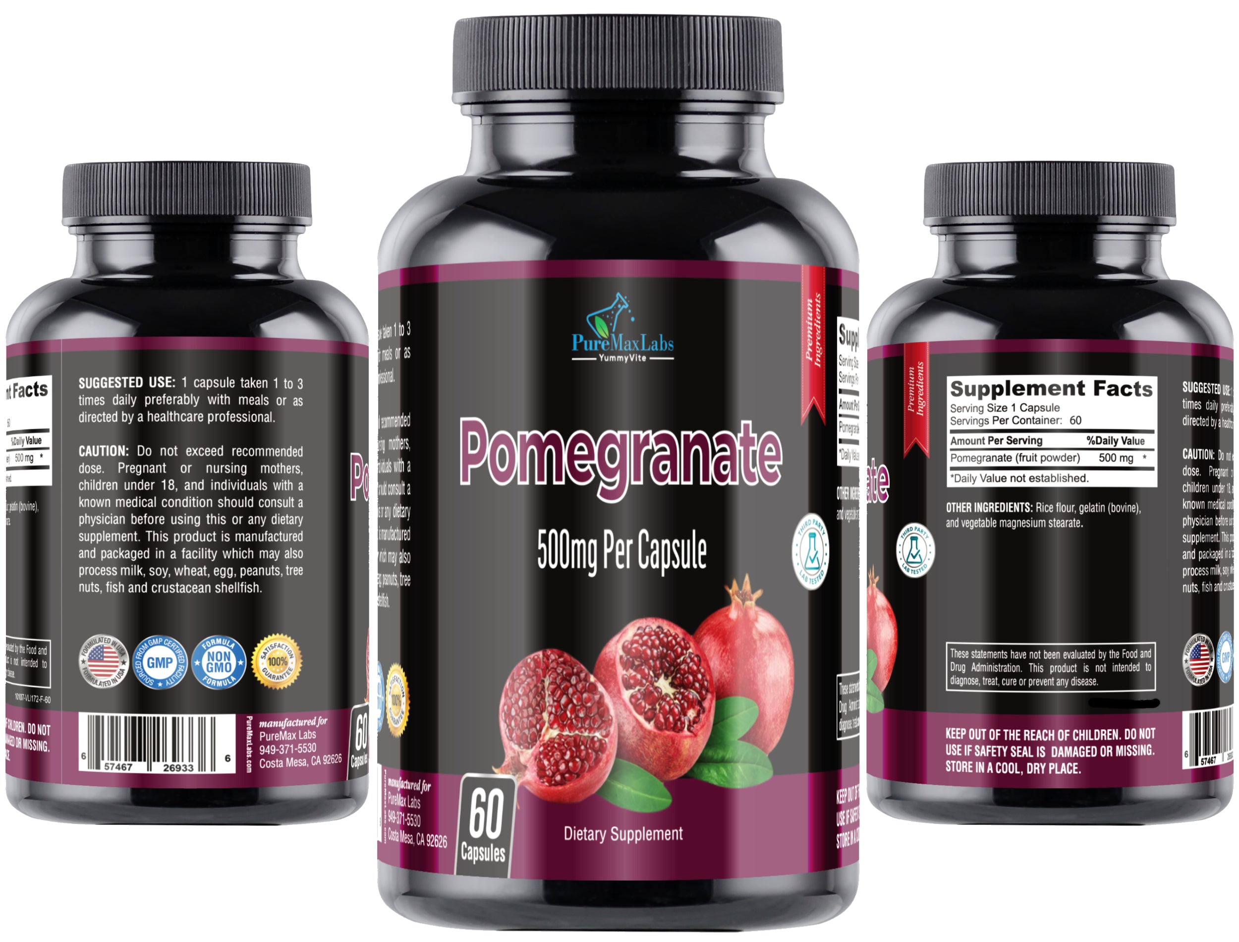 Pomegranate Capsules 500mg, antioxidant superfood 60 Capsules