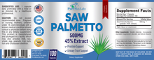 Load image into Gallery viewer, Saw Palmetto 500mg 45% Extract - 100 Capsules