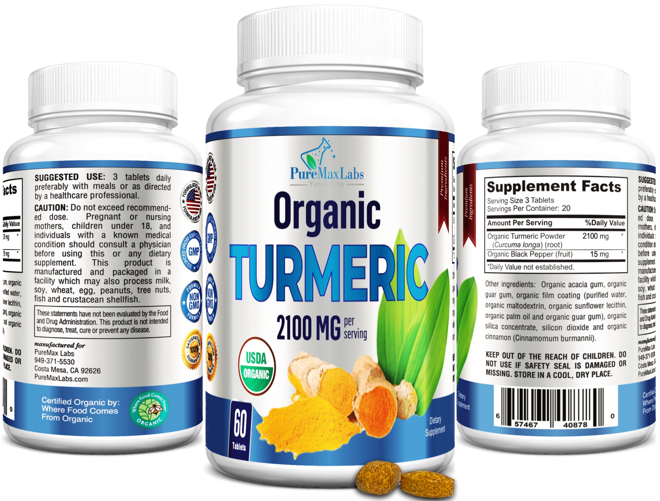 Organic Turmeric with Black Pepper - 60 Tablets