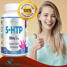 Load image into Gallery viewer, 5-HTP Capsules - (5-Hydroxytryptophan) Supports Calm, Relaxation, Sleep, Positive Mood, 60 Capsules
