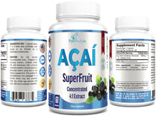 Load image into Gallery viewer, Acai Berry Superfruit - Concentrated 4:1 Extract - Equivalent to 2400mg per Capsule - 60 Capsules
