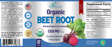Load image into Gallery viewer, Organic Beet Root Tablets 1350mg with Black Pepper for Faster Absorption - 60 Tablets

