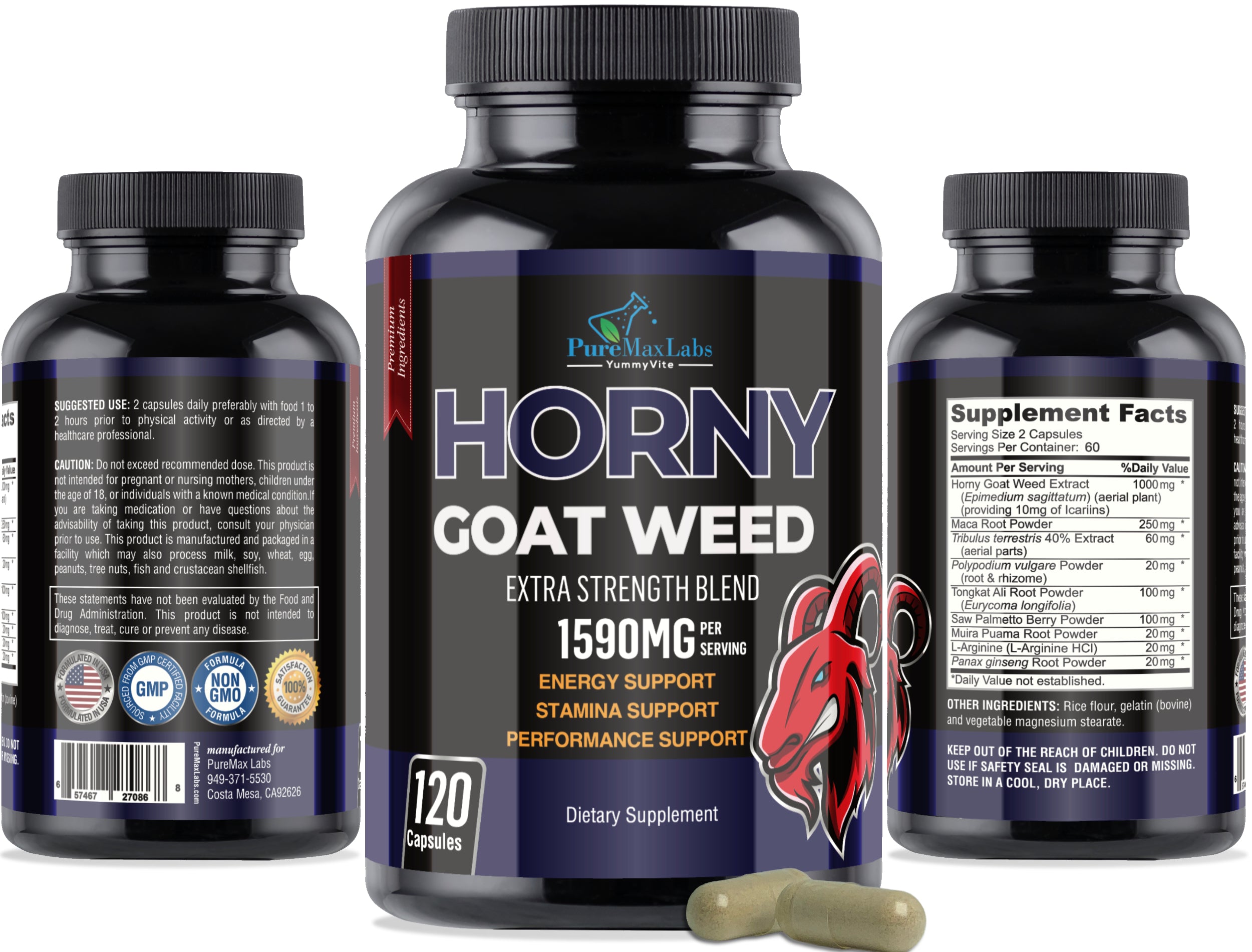 Horny Goat Weed Extra Strength Blend - 120 Capsules – PureMax Labs