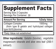 Load image into Gallery viewer, Collagen Types 1 &amp; 3 1500mg - Hydrolyzed Collagen Supplement - 60 Capsules
