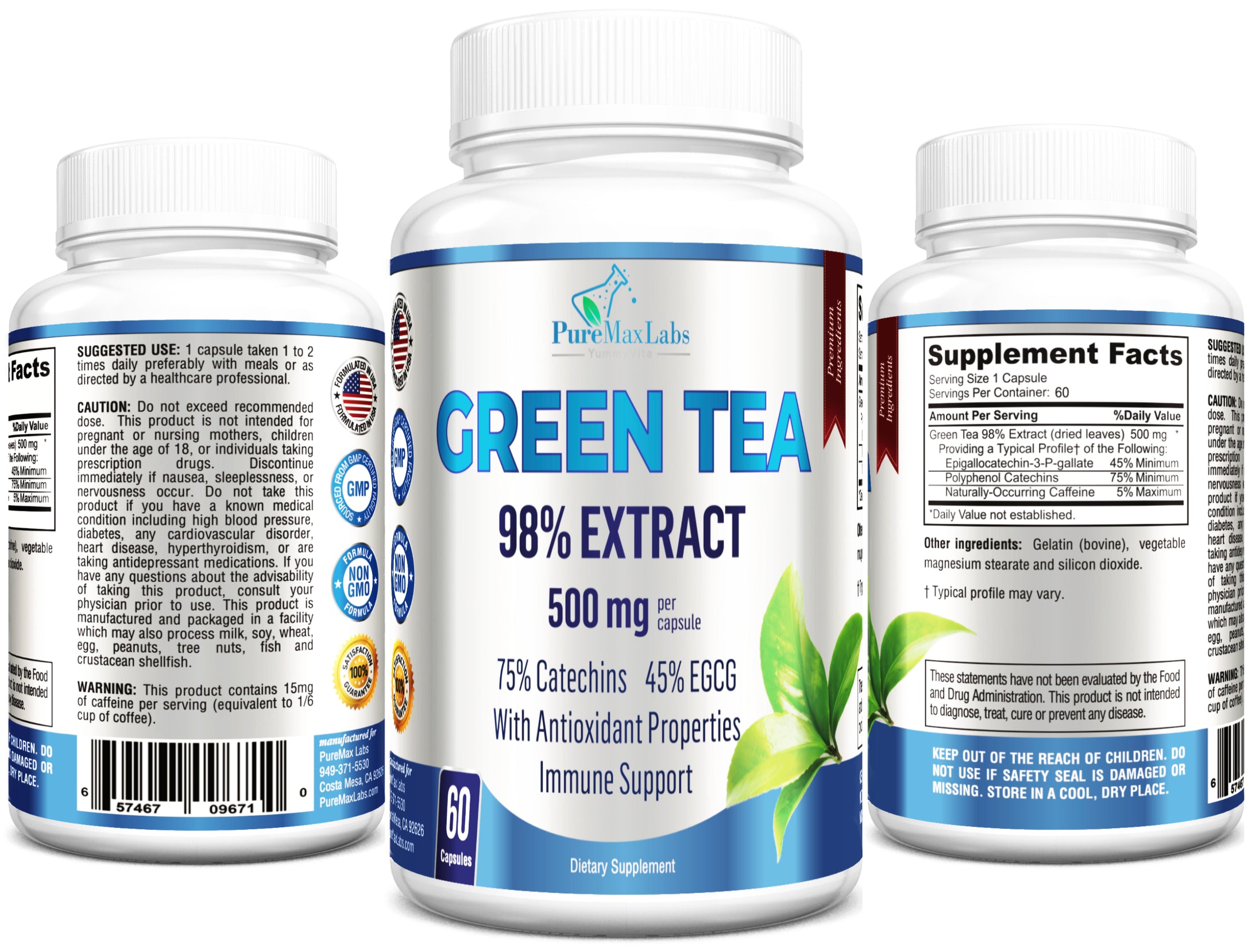 Green Tea Extract 98% - 3X Strength - 60 Capsules