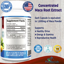 Load image into Gallery viewer, Maca Root Capsules - Concentrated 4:1 Extract (Equivalent to 1,600mg per Capsule) - 60 Capsules
